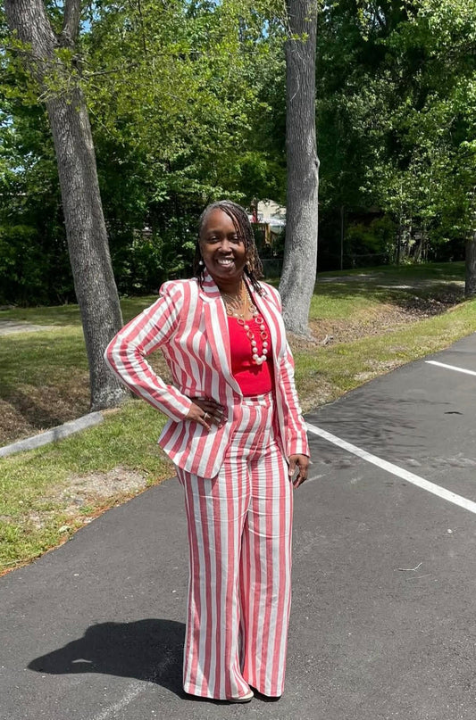 Candy Cane Linen Pant Set