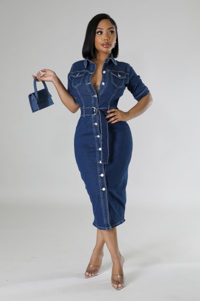 Downtown Girl Denim Dress MaiDlynn's Chic Boutique Downtown Girl Denim Dress MaiDlynn's Chic Boutique