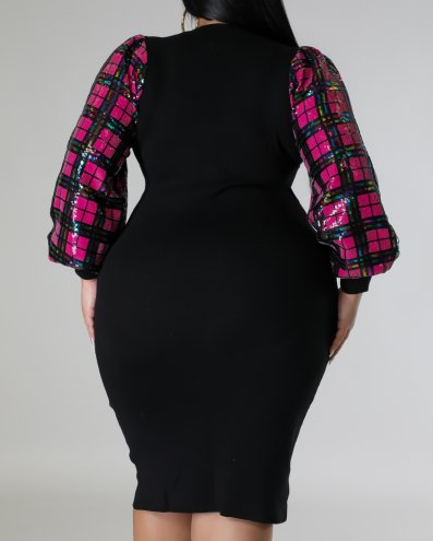 Curvy - Janie Long Sleeve Midi Dress