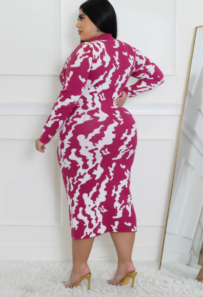 Curvy - Foxy Babe Midi Sweater Dress