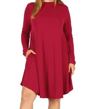 Curvy - Cassie Mock Turtleneck Long Sleeve Dress