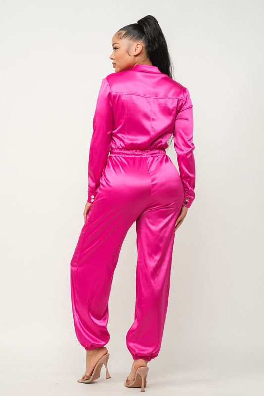Pink Lady Long Sleeve Jumpsuit