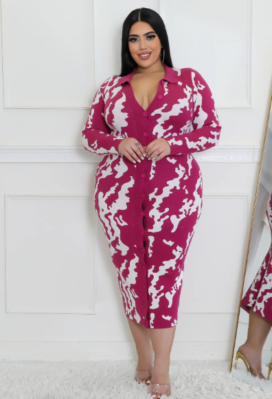 Curvy - Foxy Babe Midi Sweater Dress