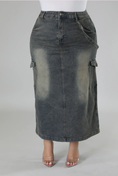 Curvy - Trixie Maxi Denim Skirt