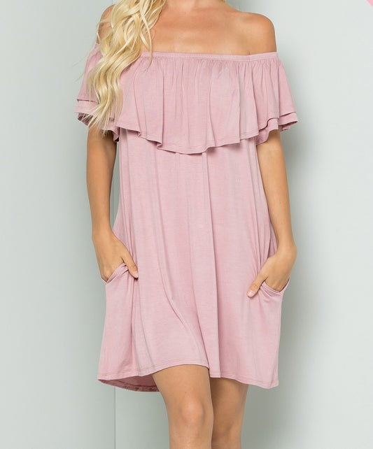 Curvy - Lovely Lady Off Shoulder Swing Dress
