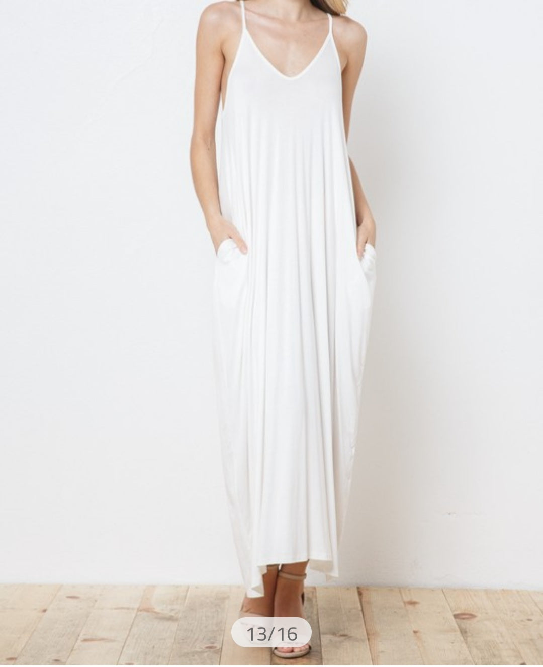 Bernie V-Neck Maxi Cami Dress w/ Pockets